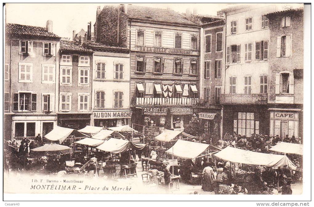 FRANCIA - MONTELIMAR - Piazza Con Mercato, Molto Animata, Scritta 1916 - MAG -26-49 - Autres & Non Classés