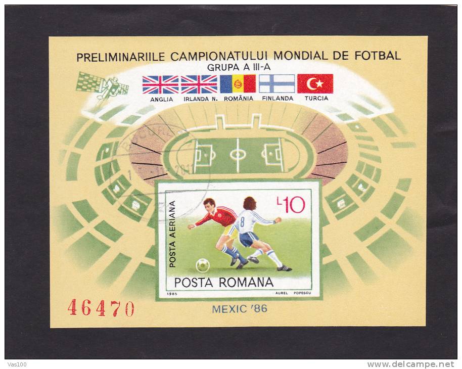 Romania 1985 FIFA WORLD CUP,Football,IMP.SS,BL.219,VFU USED - 1986 – México