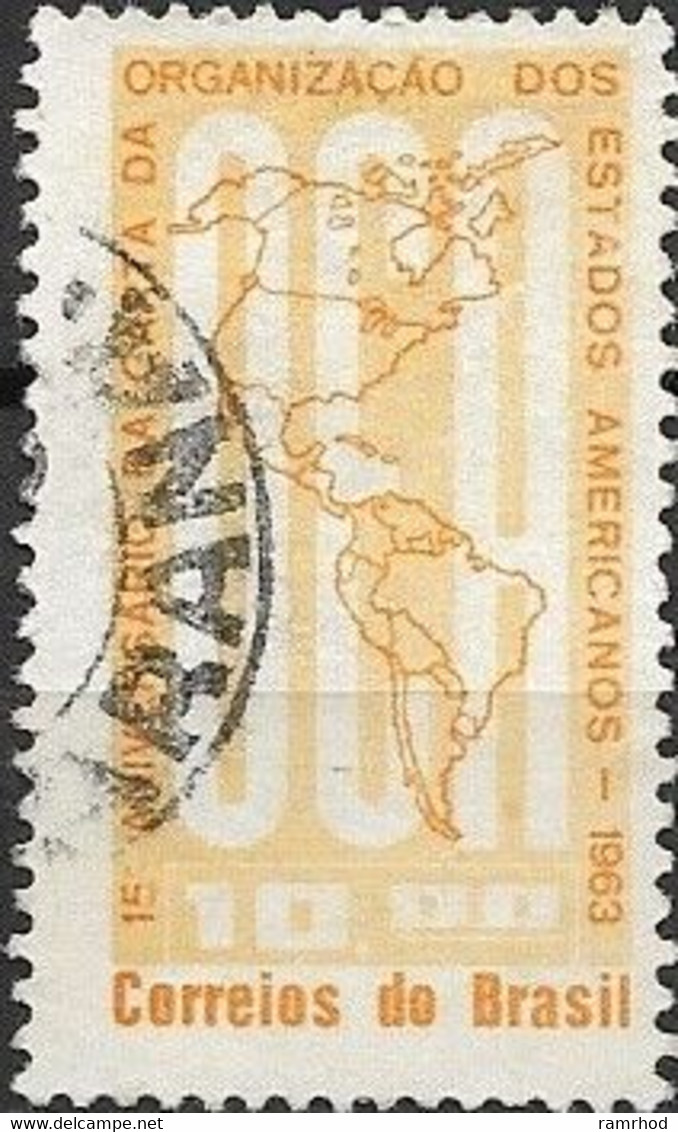 BRAZIL 1963 15th Anniv Of Organization Of American States. - 10cr - OEA And Map FU - Oblitérés