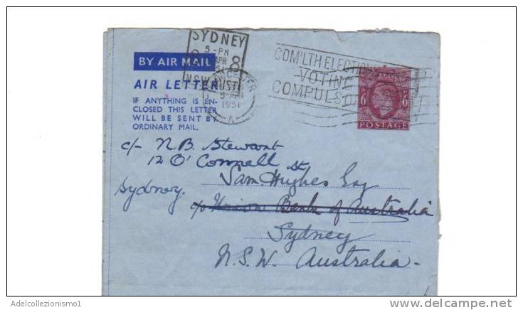 64726)aerogramma Aereo Australiano Con Un Valore + Annullo - Used Stamps