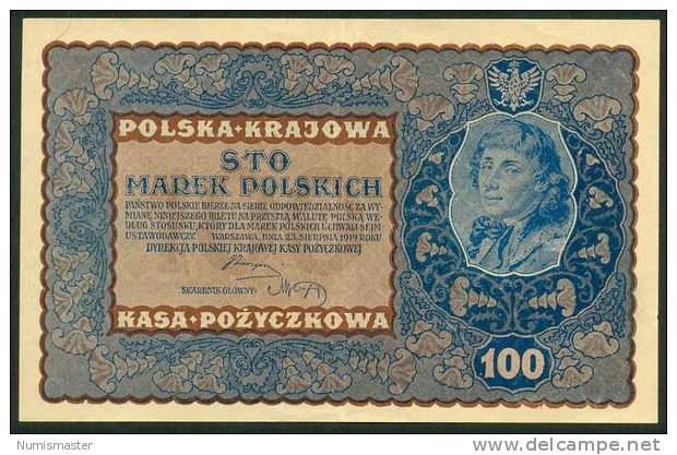 POLAND , 100 MAREK 23.8.1919. P-27 - Pologne