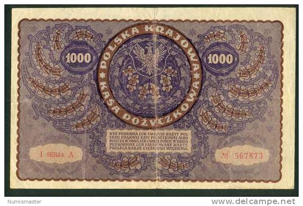 POLAND , 1000 MAREK 23.8.1919. P-29 - Polen