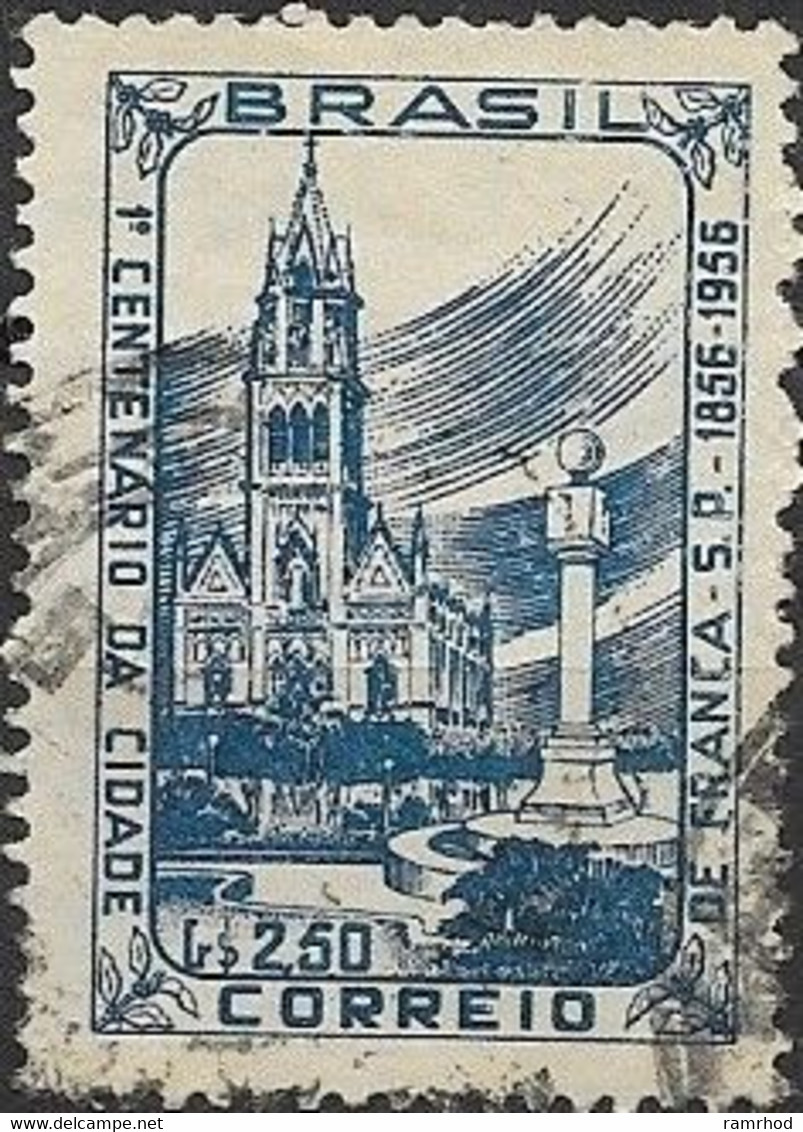 BRAZIL 1956 Centenary Of City Of Franca - 2cr50 Franca Cathedral FU - Usados