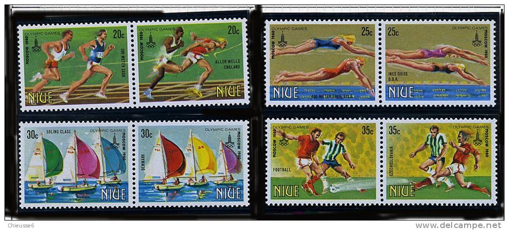 Niue ** N° 304 à 311 Se Tenant Par Paires - J.O. De Moscou (course, Plongeon, Voile, Foot) - Niue