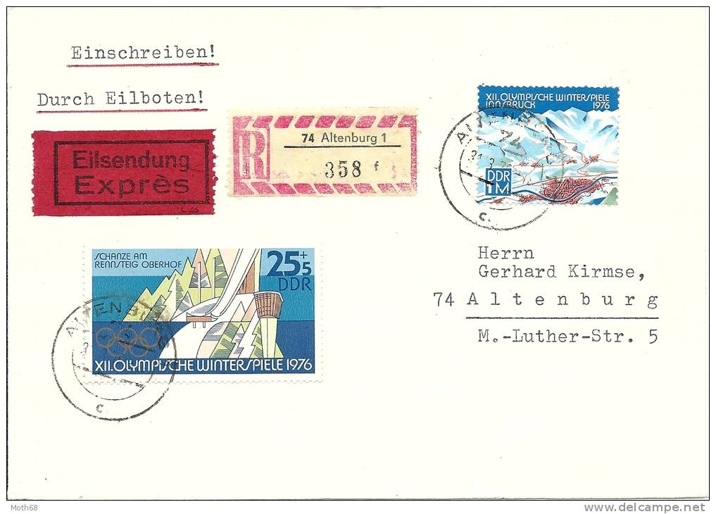 1976 Blockausschnitt Olympische Winterspiele 1976 Auf R-Express Brief - Storia Postale