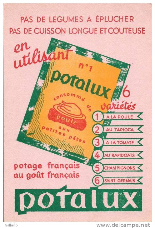 BUVARD   POTALUX  POTAGE FRANCAIS  AU GOUT FRANCAIS 6 VARIETES - Potages & Sauces