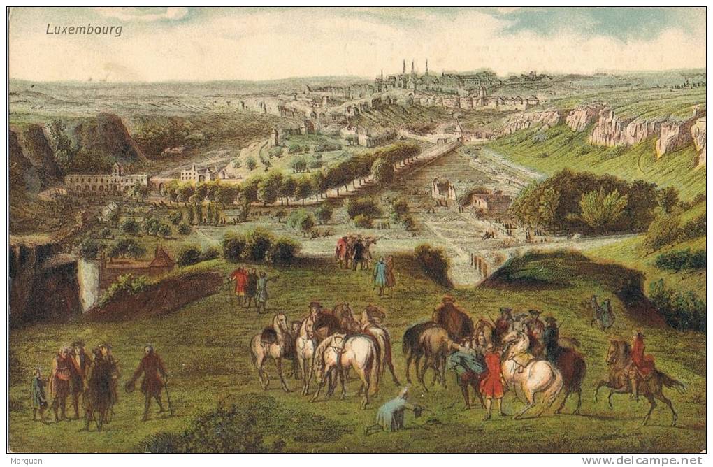 Postal LUXEMBOURG (siege De Luxembourg) 1684. Pintura Van Der Meulen - Otras Guerras