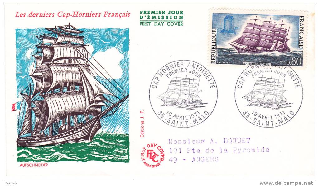 FRANCE 1971 FDC CAP HORNIER - 1970-1979