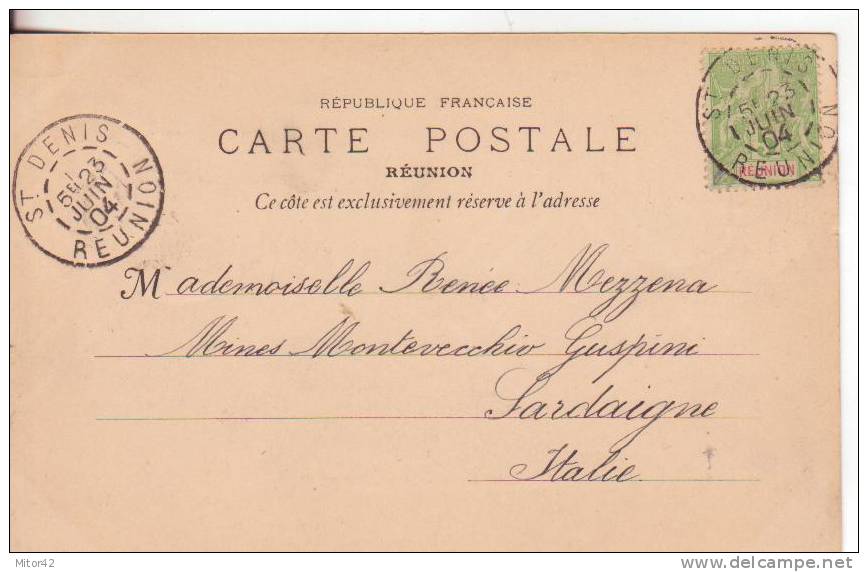 2-Saint Denis-Reunion Francais-France-Le Gouvernement-v.1904 X Sardaigne-Timbre Reunion Intéressant-Interestigly Stamp - Riunione