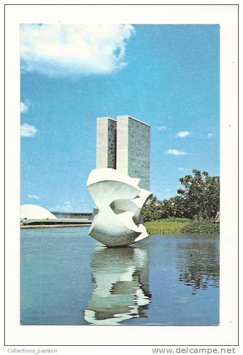Cp, Brésil, Brasilia, National Congress, Meteor Sculpture - Brasilia