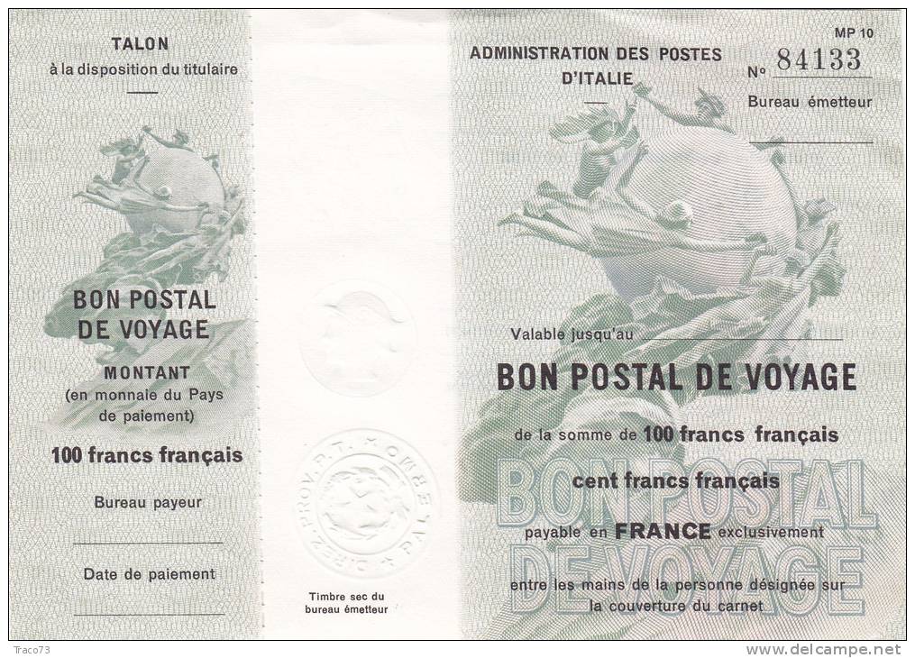 PALERMO / BUONO POSTALE - 100 Franchi Francesi - Otros & Sin Clasificación