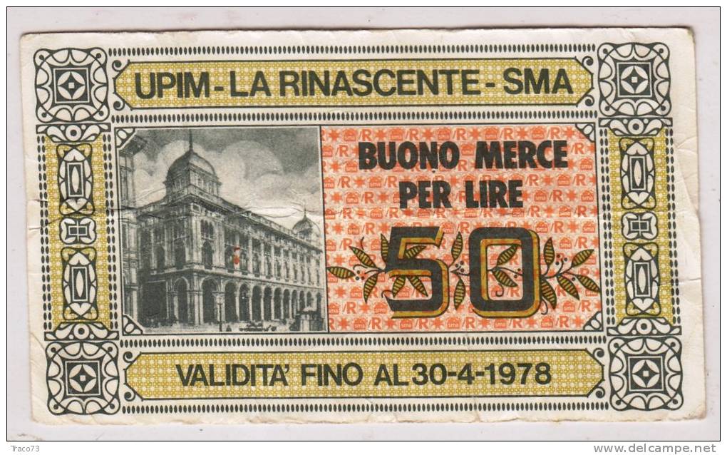 UPIM  _  BUONO MERCE  PER  Lire 50 - Autres & Non Classés