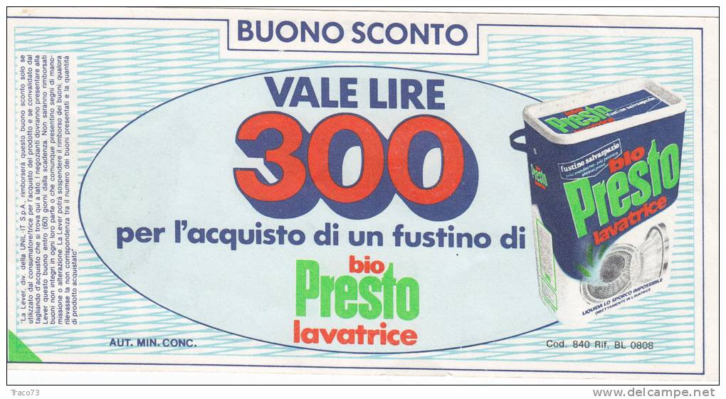 BIO PRESTO _ Buono Sconto Da Lire 300 - Other & Unclassified