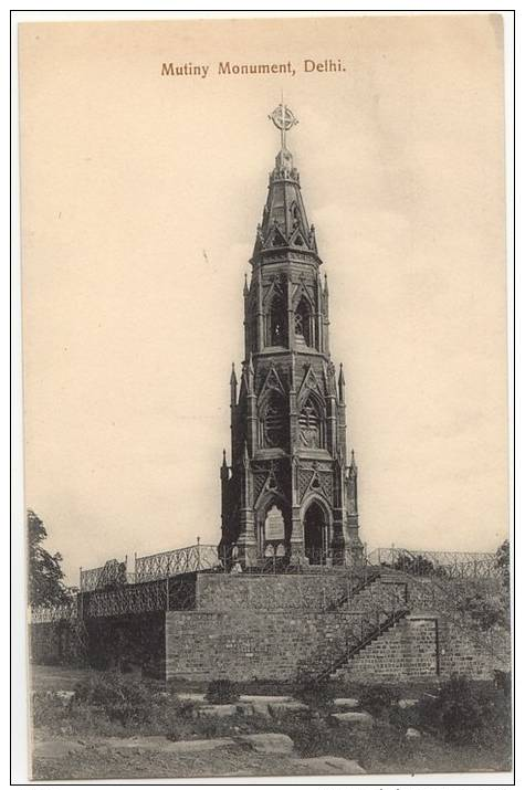 Vintage Postcard, Mutiny Monument, Delhi, India (ref.# 2624e) - Inde