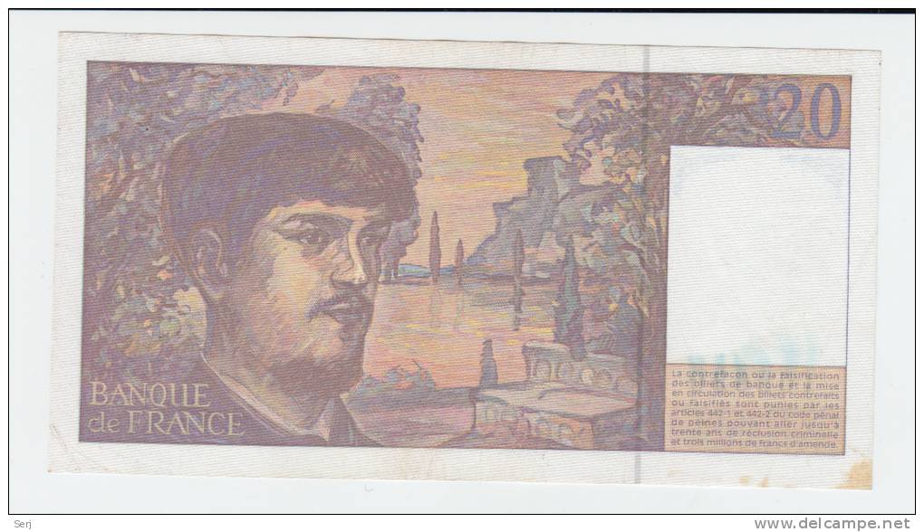 France 20 Francs 1997 VF+ CRISP Pre-Euro Banknote P 151i  151 I - 20 F 1980-1997 ''Debussy''