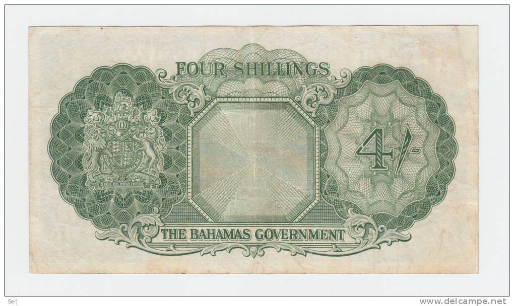 Bahamas 4 Shillings 1953 VF+ Crisp RARE Banknote P 13b 13 B - Bahamas