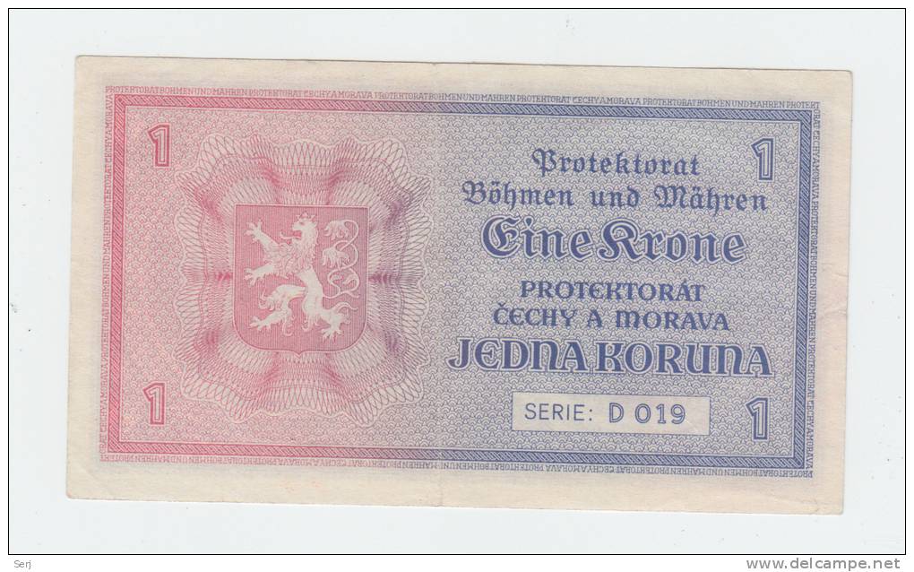 Bohemia &amp; Moravia 1 Koruna 1940 XF+ German Occ. WWII - Segunda Guerra Mundial