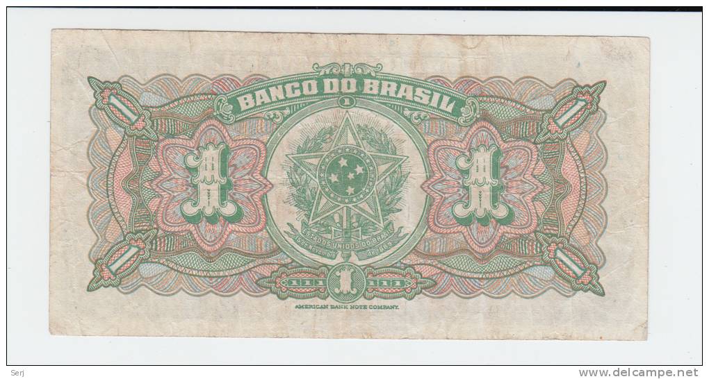 Brazil 1 Mil Reis (Cruzeiro) 1944 VF Crispy Banknote P 131A - Brazil