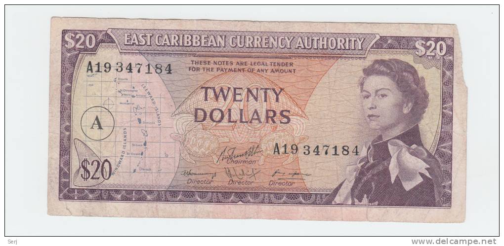 East Caribbean States 20 Dollars 1965 VG P 15h  15 H - East Carribeans