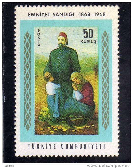 TURCHIA - TURKÍA - TURKEY 1968 EMNIYET SANDIGI - CENTENARY OF THE PAWN OFFICE IN ISTANBUL MNH - Neufs