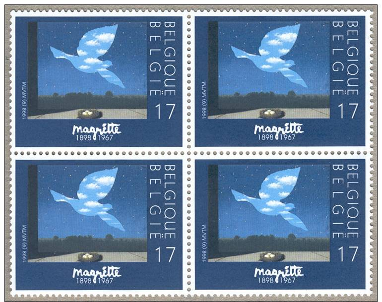 Bloc De 4 Timbres 1998 N° 2755 - René Magritte, Le Retour - Timbre Belge - Ongebruikt