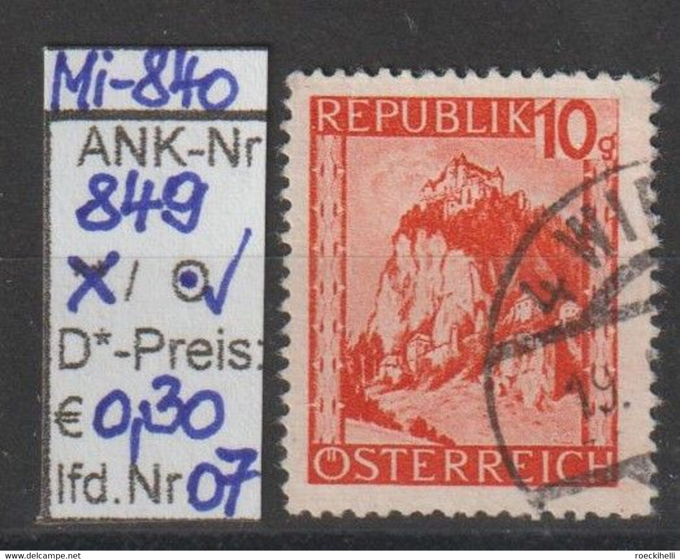 1947 - ÖSTERREICH - FM/DM "Landschaften" - 10g orange - o  gestempelt - s. Scan  (849o 01-10   at)