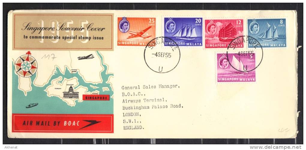 BIG117 - SINGAPORE , Lettera Del 4/9/55 Per Inghilterra - Singapour (...-1959)