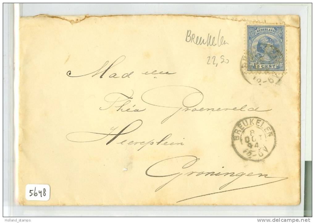 BRIEFOMSLAG Uit 1894 NVPH 35 Van BREUKELEN Naar GRONINGEN (5648) - Covers & Documents