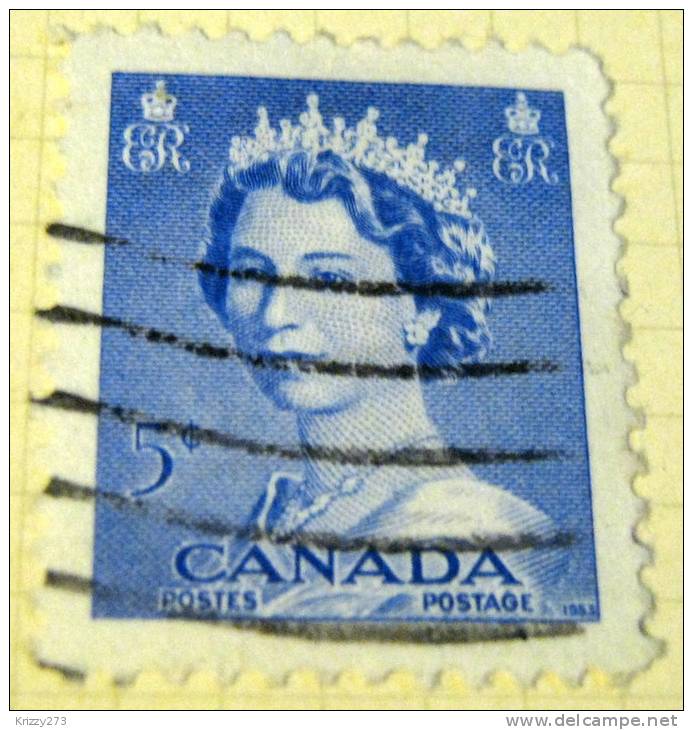 Canada 1953 Queen Elizabeth II 5c - Used - Gebruikt