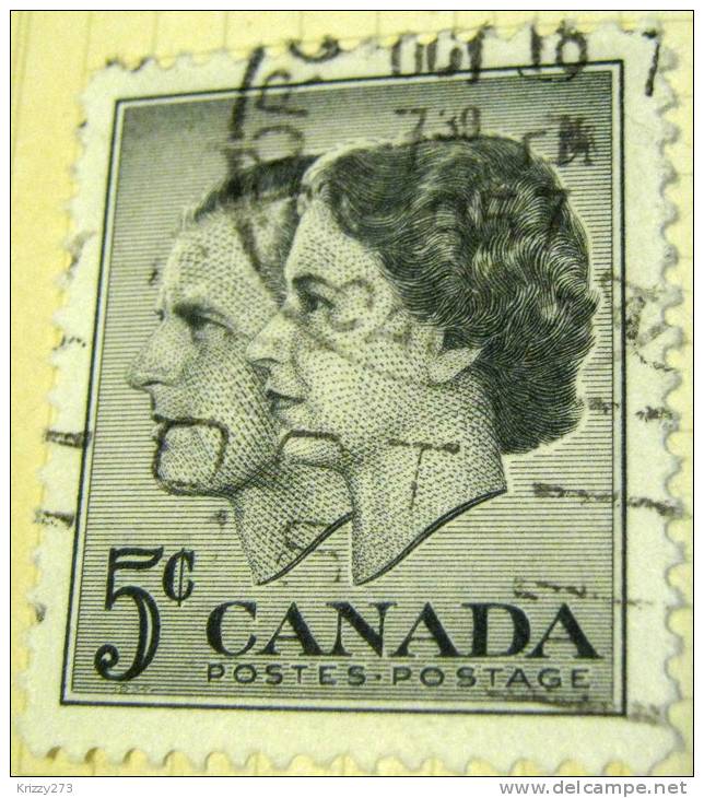 Canada 1957 Royal Visit Queen Elizabeth II And Duke Of Edinburgh 5c - Used - Gebruikt