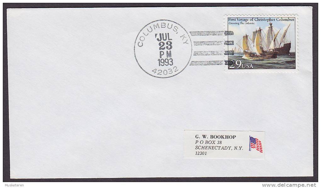 United States Deluxe COLUMBUS (KY) 1993 Cover To SCENECTADY First Voyage Of Chrisopher Columbus Stamp - Briefe U. Dokumente