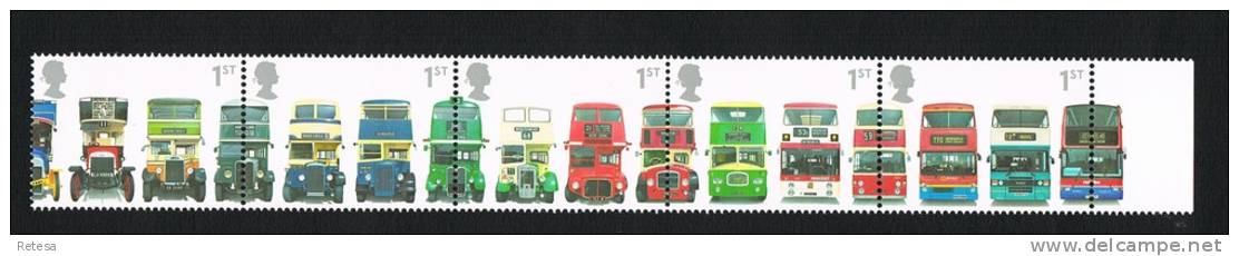 GREAT BRITAIN   STROOK 5 ZEGELS  AUTOBUSSEN   2001 ** - Busses