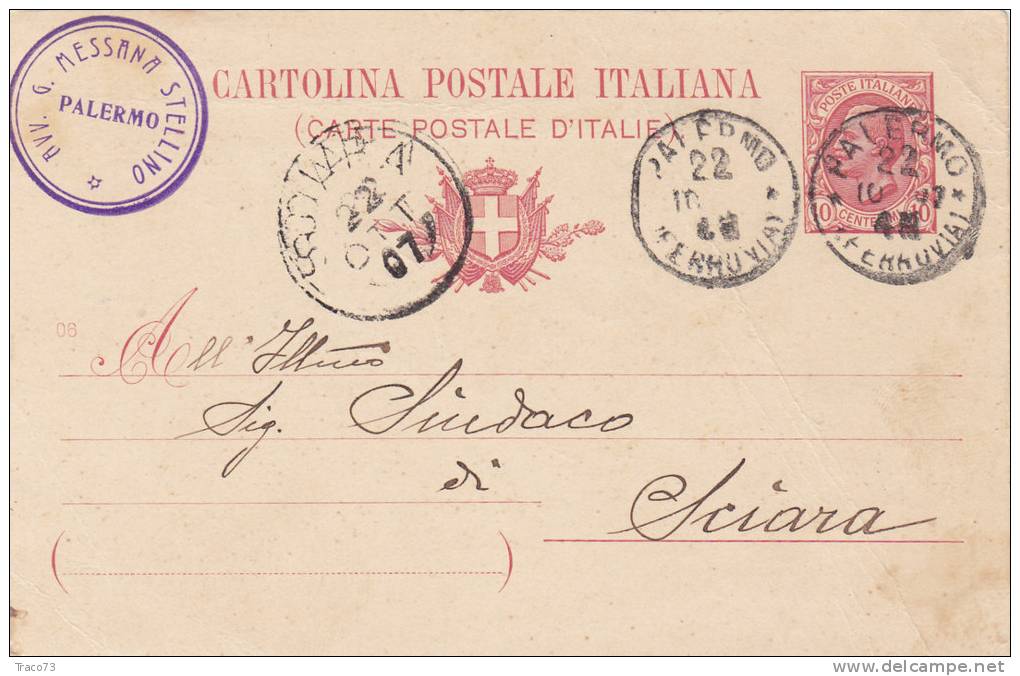 PATTI / SCIARA  - Card_ Cartolina Pubbl. " Avv. G. MESSANA Stellino " - 1907 - Reclame