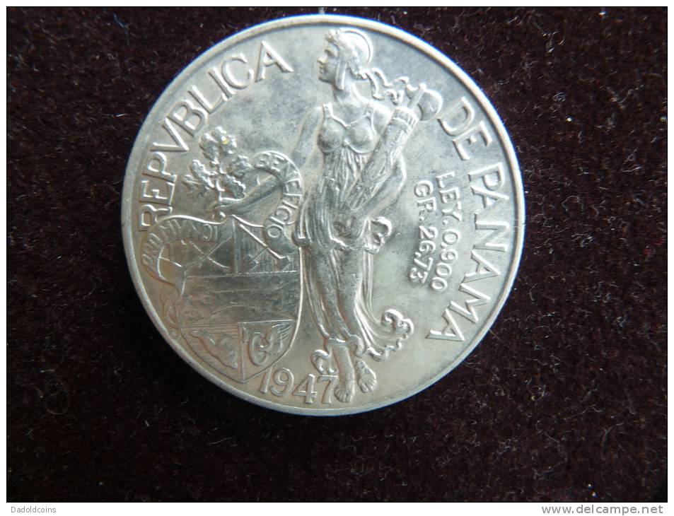 Panama 1947, 1 Balboa 26,73g 0,900 Argent Silver Plata, Rare Coin Uncirculated. V. Images See Exact Pictures - Panama