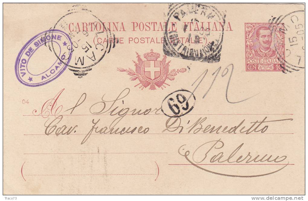 ALCAMO  /  PALERMO  - Card_ Cartolina Pubbl.  " VITO DE SIMONE  " - 1905 - Publicité
