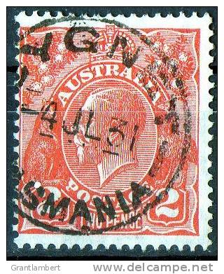 Australia 1926 King George V 2d Red Small Multiple Wmk Used - CYGNET TASMANIA - Oblitérés