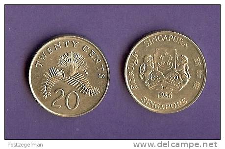 SINGAPORE 1985-1991 Normally Used Coin 20 Cent KM 52 - Singapore