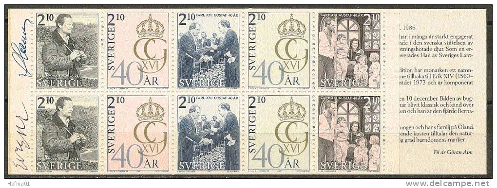 Czeslaw Slania. Sweden 1986. 40 Anniv King Carl XVI Gustaf.  Booklet. Michel MH 115 MNH. Signed. - 1904-50