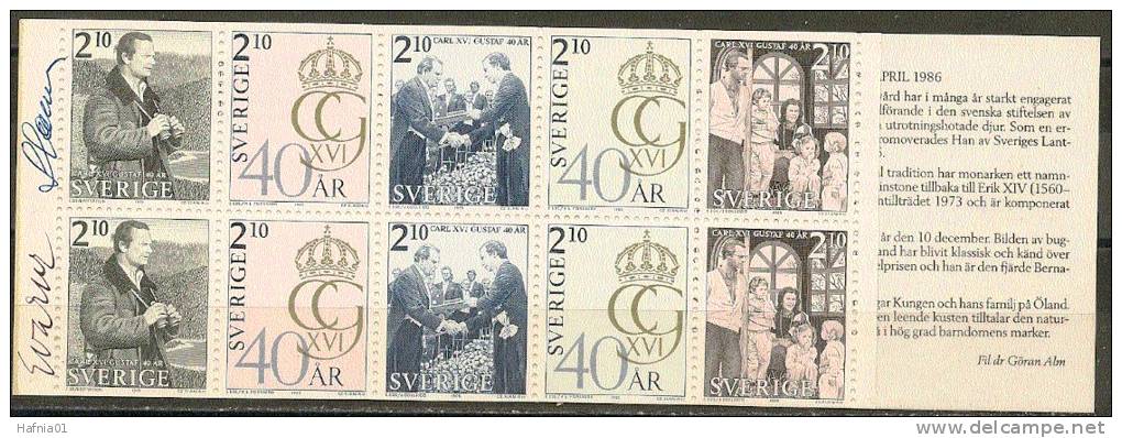 Czeslaw Slania. Sweden 1986. 40 Anniv King Carl XVI Gustaf.  Booklet. Michel MH 115 MNH. Signed. - 1904-50