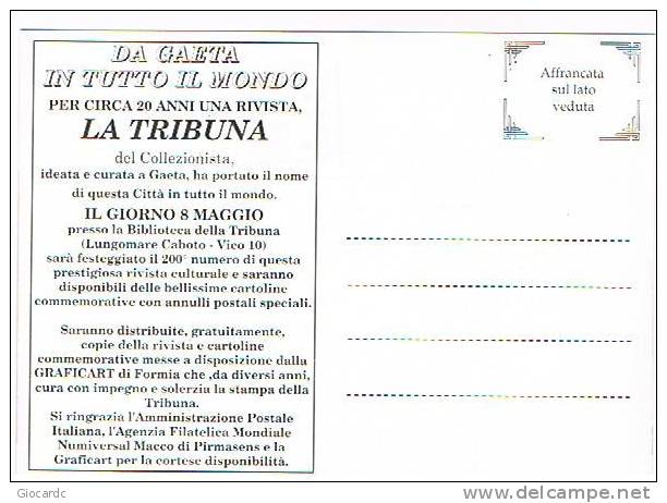 CUBA - STORIA POSTALE - 1993 CARTOLINA CON ANNULLO GAETA, LA TRIBUNA: VERSO IL XX ANNIVERSARIO  - RIF. 560 - Briefe U. Dokumente