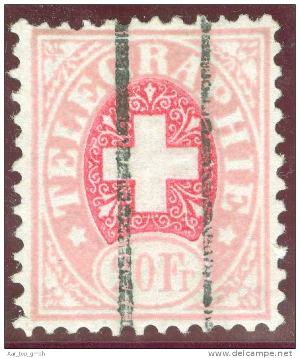 Schweiz Telegraphen-Marke 1869 20 Fr. Zu#5 Rollstempel - Télégraphe