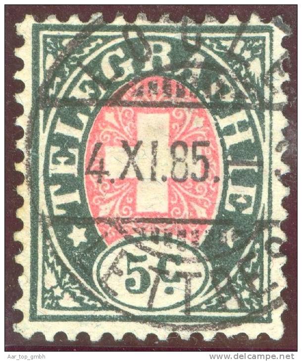 Heimat Ne LE LOCLE 1885-11-04 Poststempel Auf Telegraphen-Marke Zu#13 - Telegraafzegels