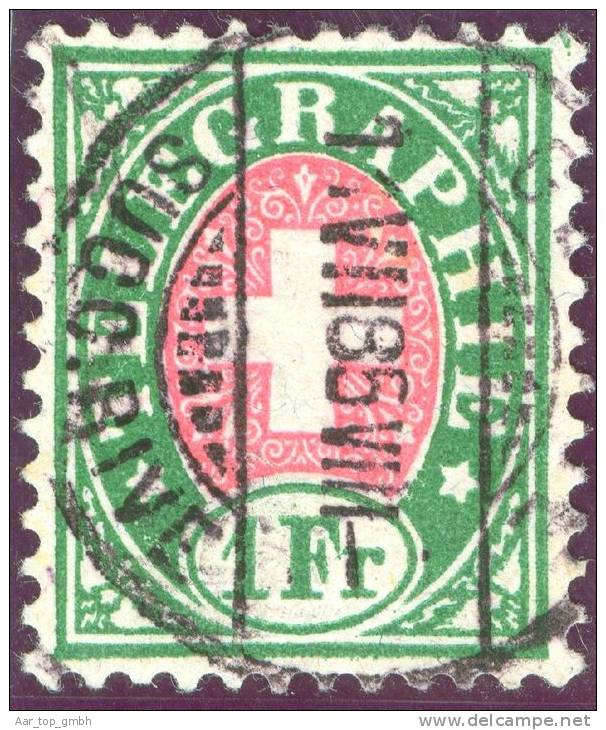 Heimat GE GENEVE SUCC.RIVE 1885-07-01 Poststempel Auf Telegraphen-Marke Zu#17 - Telegrafo
