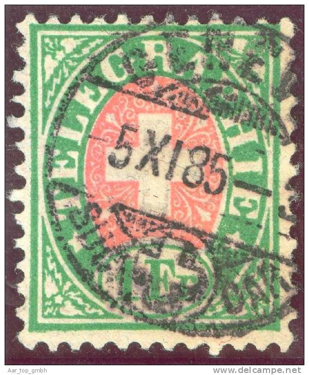 Heimat GE GENEVE SSUC.GAR. 1885-11-05 Poststempel Auf Telegraphen-Marke Zu#17 - Télégraphe