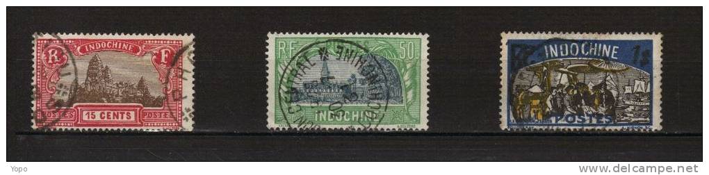 INDOCHINE : Série Année 1927, N°  139 / 144 / 145 (3 Timbres) - Oblitérés