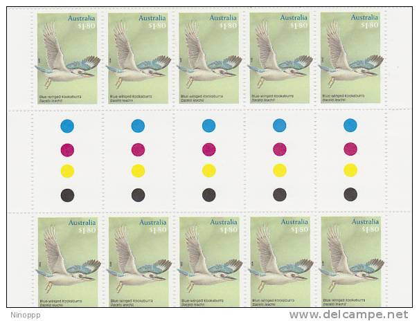 Australia.....:     2010 Kingfishers,Blue Winged Kookaburra Gutter Strip - Sheets, Plate Blocks &  Multiples