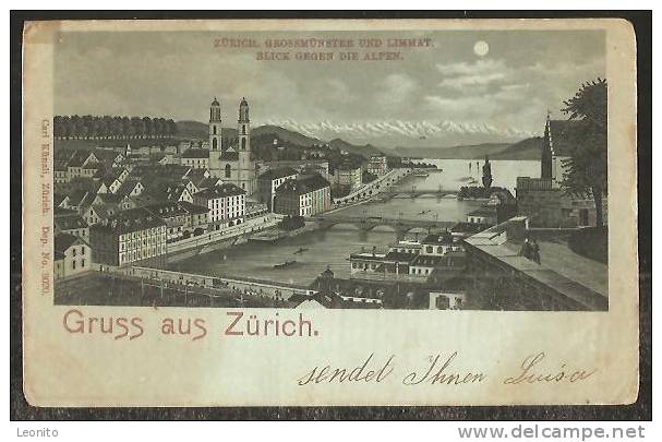 ZÜRICH Mondscheinkarte Aussersihl Nach Uster 1898 - Uster