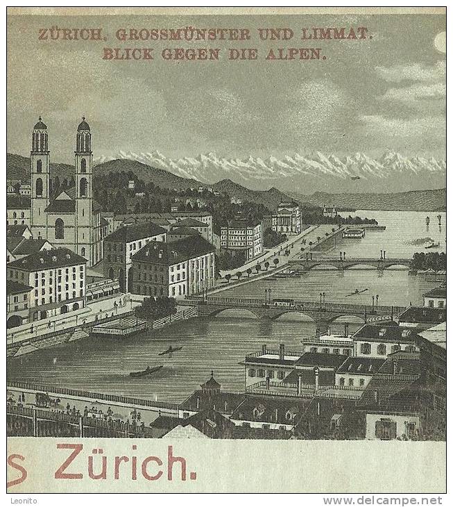 ZÜRICH Mondscheinkarte Aussersihl Nach Uster 1898 - Uster