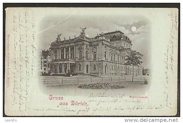 ZÜRICH Stadttheater Mondscheinkarte Wädenswil 1898 - Wädenswil