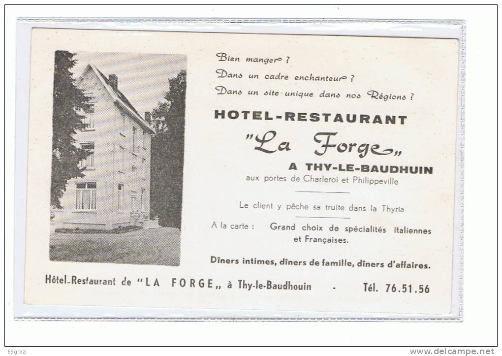 Thy Le Baudhuin (Florennes ) Hotel Restaurant De La Forge Publicité - Florennes